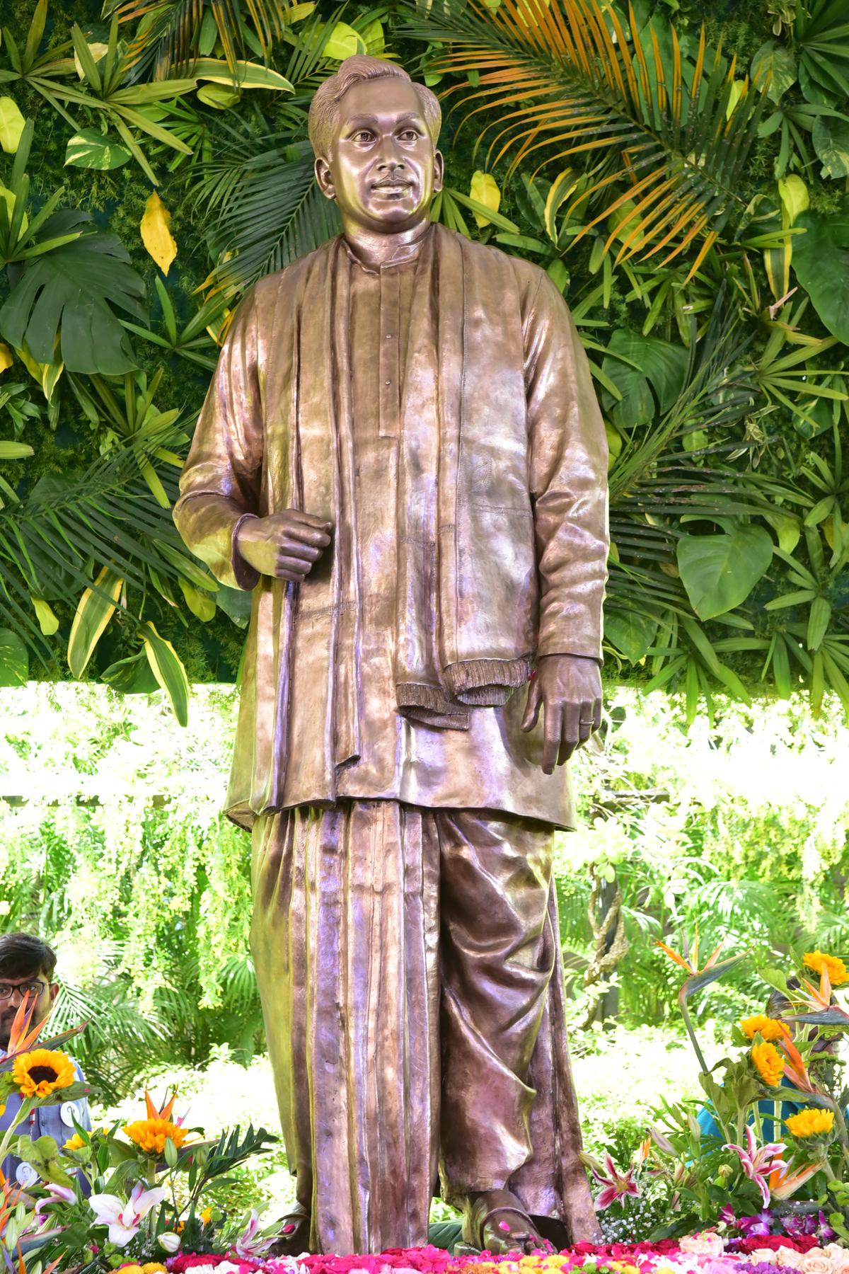 Statue of Akkineni Nageswara Rao, sculpted by Vineesh Vijayan, at Annapurna Studios, Hyderabad, to mark the legendary actor's birth centenary 