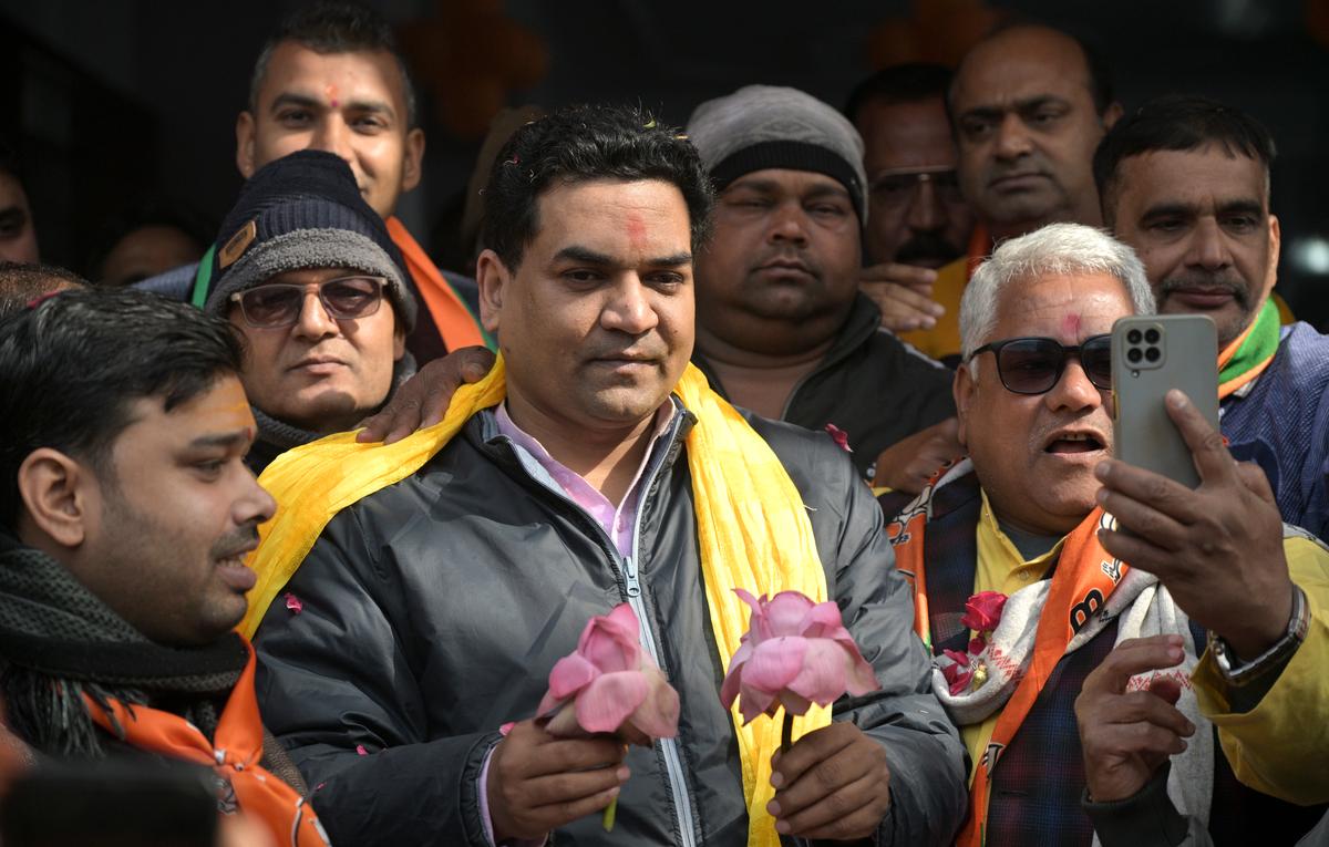 BJP’s Karawal Nagar candidate Kapil Mishra posing for a selfie.