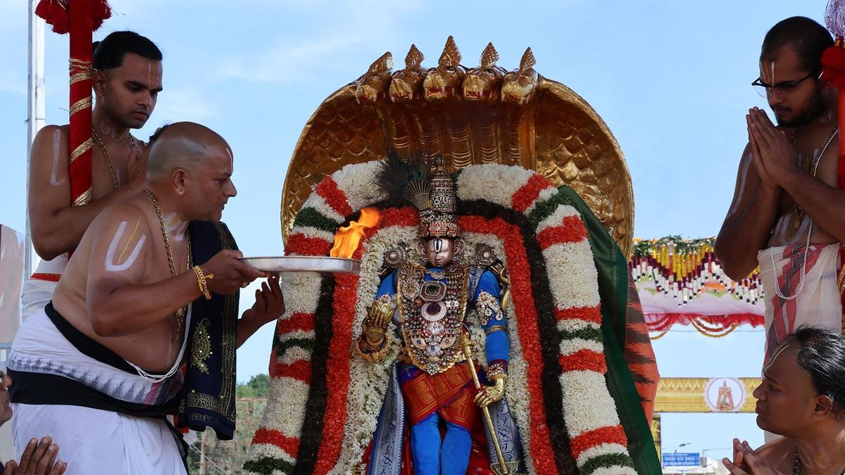 Tirumala Brahmotsavams: Lord Malayappa, dressed as Lord Krishna, rides ‘Chinna Sesha vahanam’