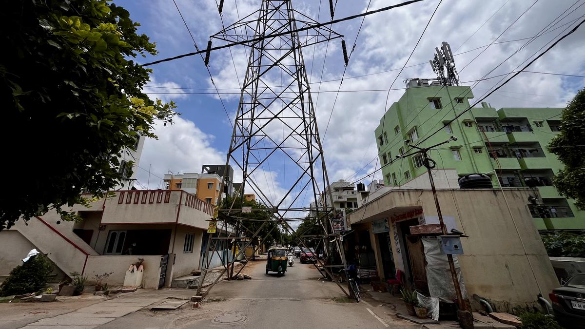 High tension tower in middle of road bothering Hebbal residents for years
