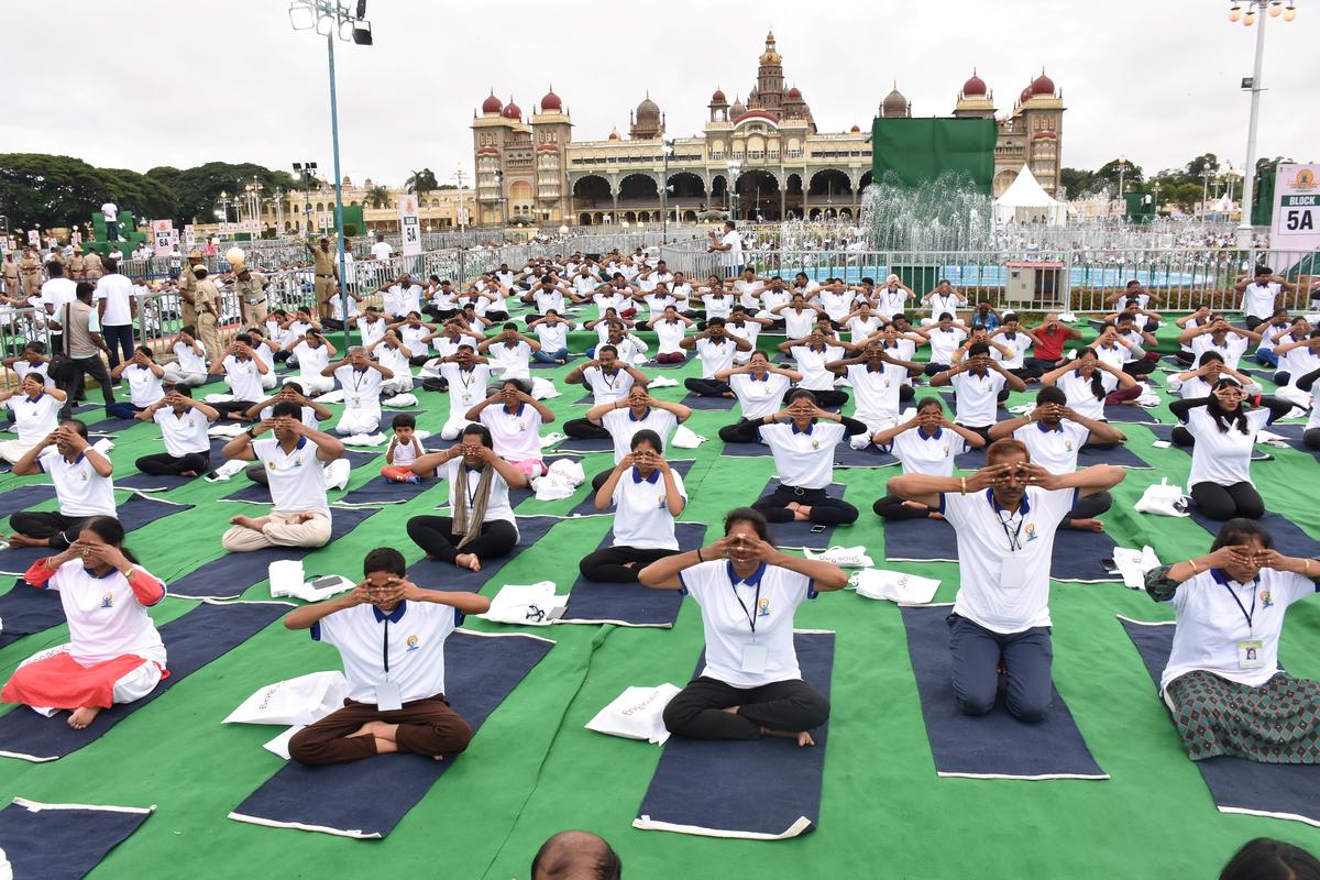 International Day of Yoga led by Prime Minister Narendra Modi at the Mysuru Palace.