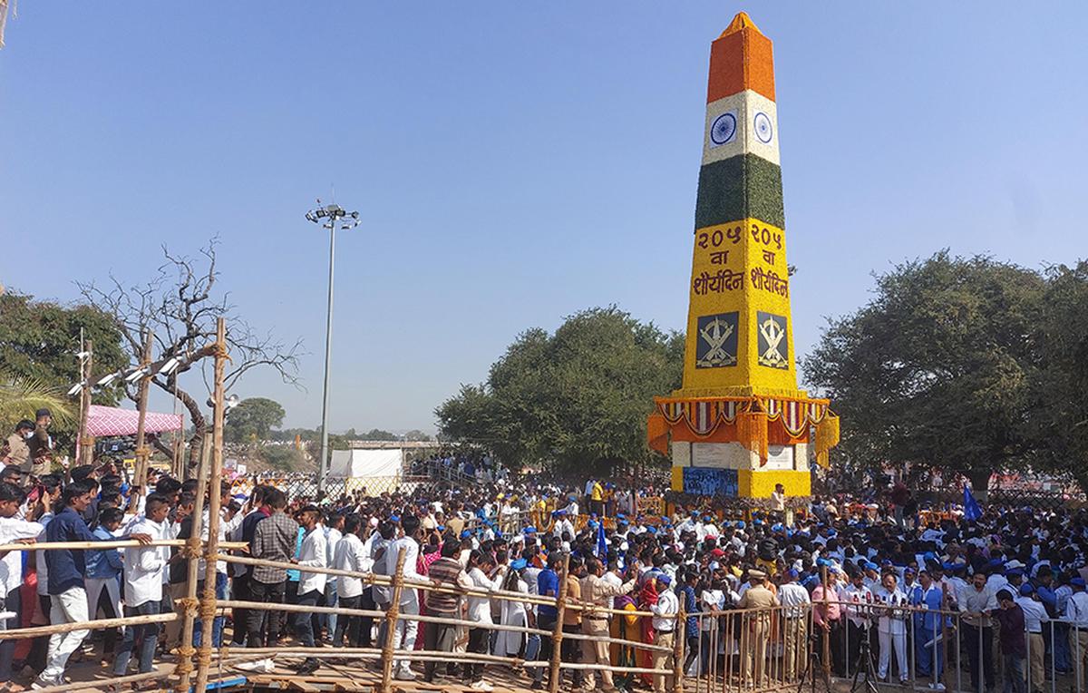 A gathering at Bhima Koregaon war memorial in Pune. A gathering at Bhima Koregaon war memorial in Pune.