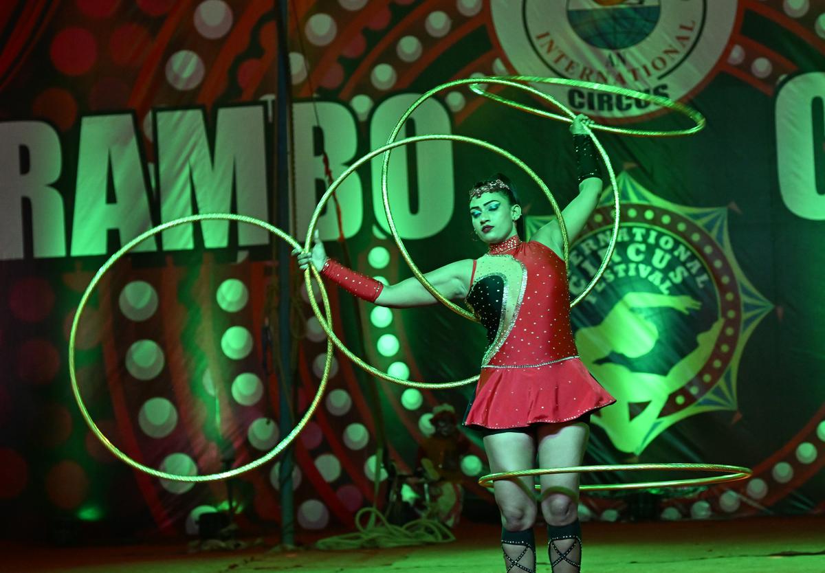 Artists of Rambo Circus giving a performance.