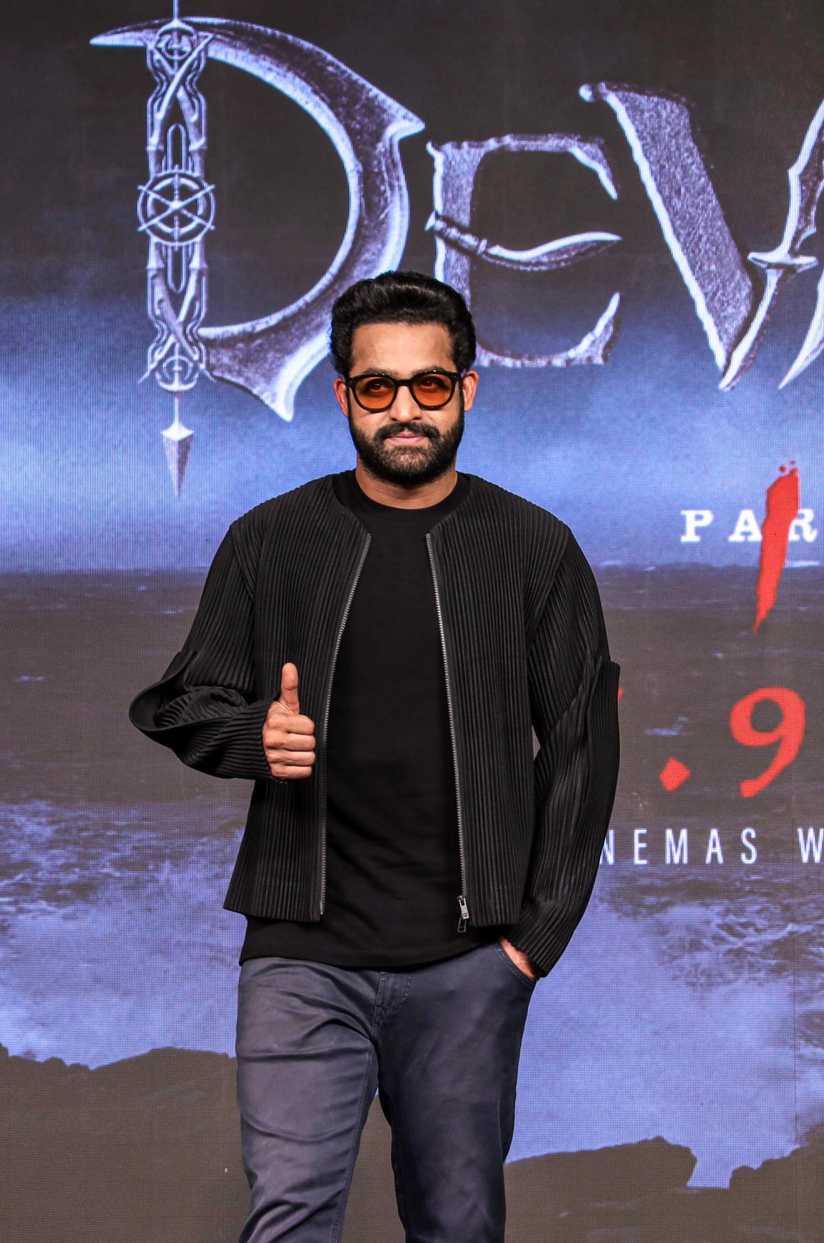 Actor Jr NTR poses for a photo during the trailer launch of his upcoming movie ‘Devara: Part 1’ in Mumbai