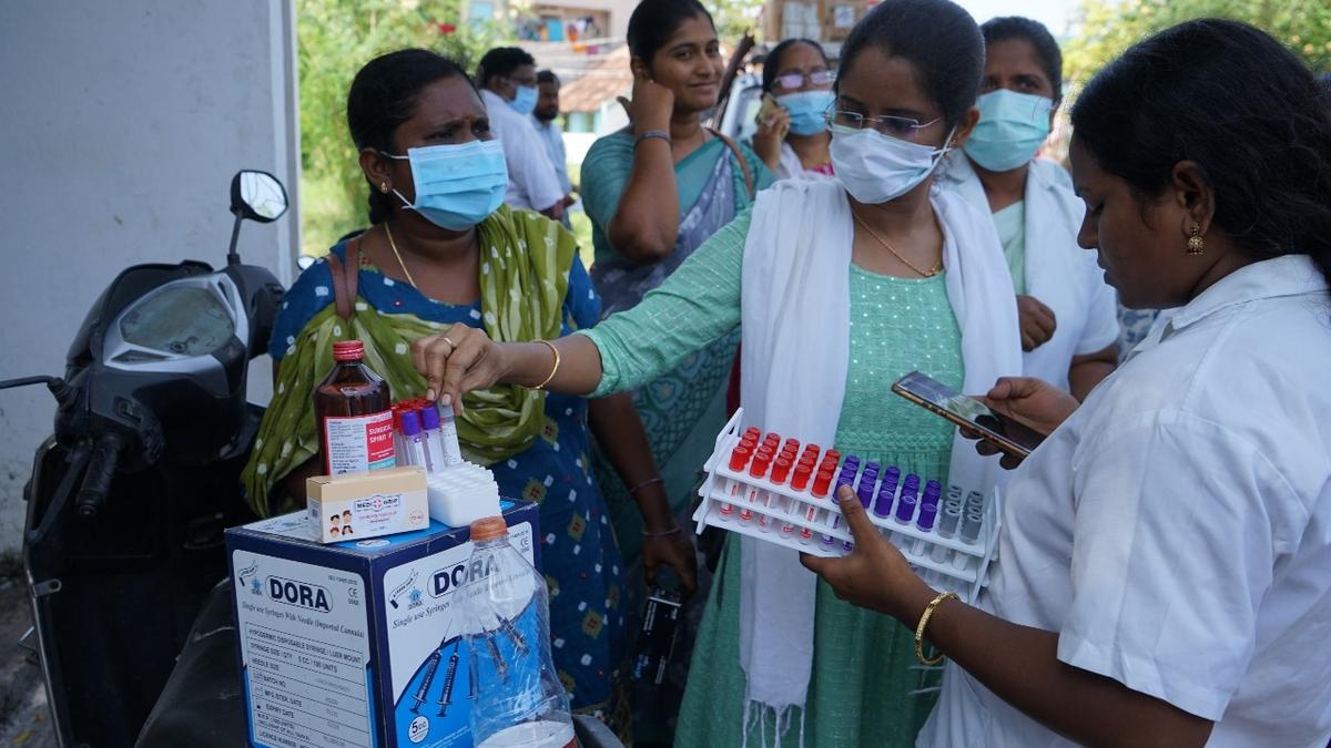 Medical staff collect blood samples from 1,500 persons at Turakapalem