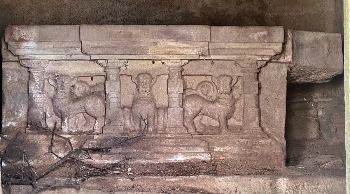 The damaged portion of the Jain temple at Palamapet in Mulugu district. The damaged portion of the Jain temple at Palamapet in Mulugu district.