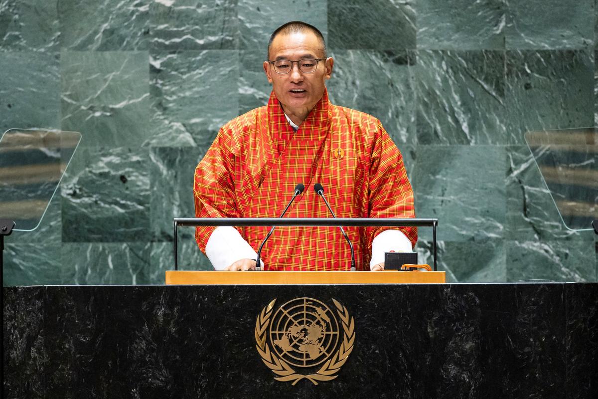 Prime Minister of Bhutan Tshering Tobgay addresses the 79th United Nations General Assembly at U.N. headquarters in New York, U.S., September 27, 2024.  