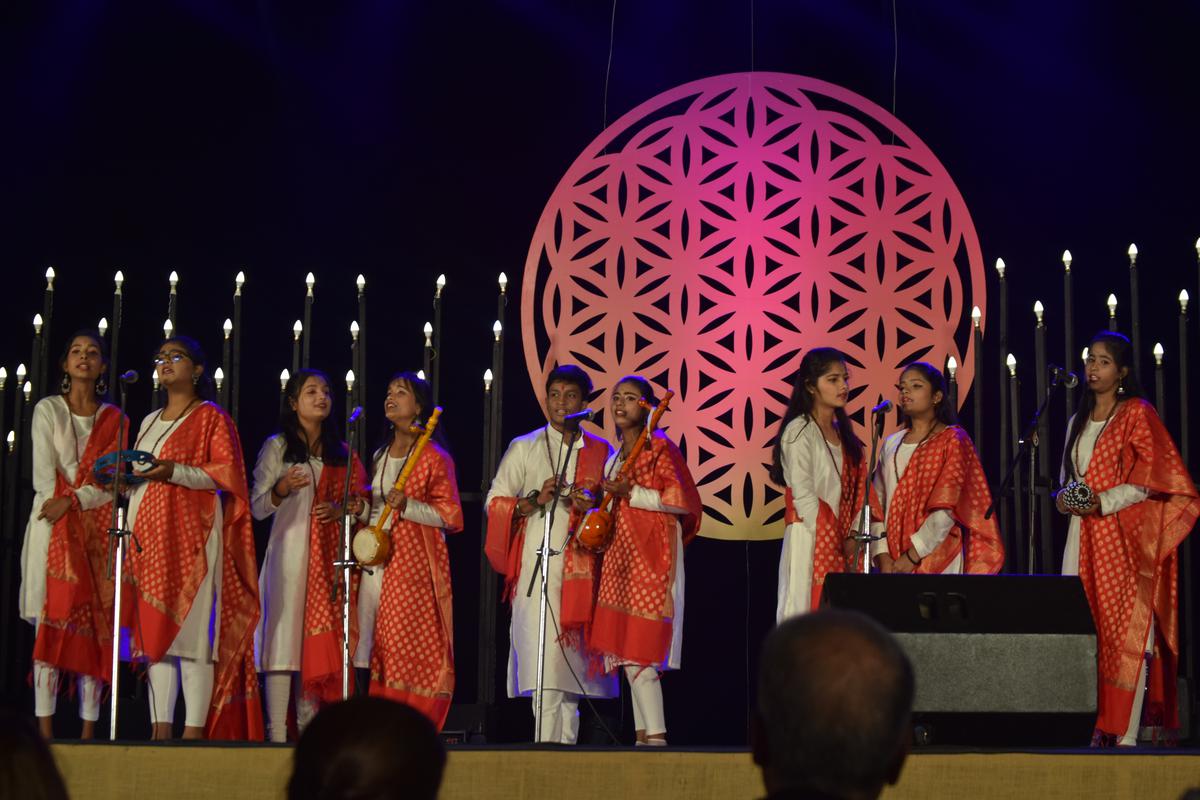 A choir by students of  Little Flowers House School Glimpses was a part of the sixth edition of the Mahindra Kabira Festival held in Varanasi 