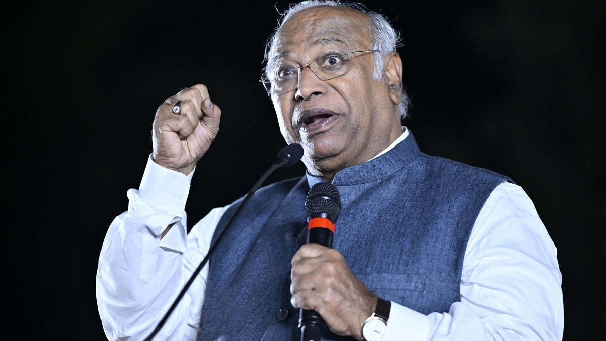 Kharge dares Modi to order probe into black money activities of Adani, Ambani