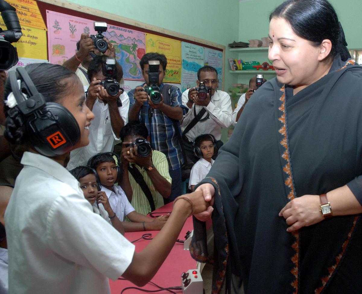 AIADMK general secretary Jayalalithaa at a function organised by MGR School for the Speech and Hearing Impaired, on the occasion of former Chief Minister late M.G. Ramachandran's 91st birth anniversary, at Ramapuram near Chennai, on January 17, 2008 AIADMK general secretary Jayalalithaa at a function organised by MGR School for the Speech and Hearing Impaired, on the occasion of former Chief Minister late M.G. Ramachandran's 91st birth anniversary, at Ramapuram near Chennai, on January 17, 2008