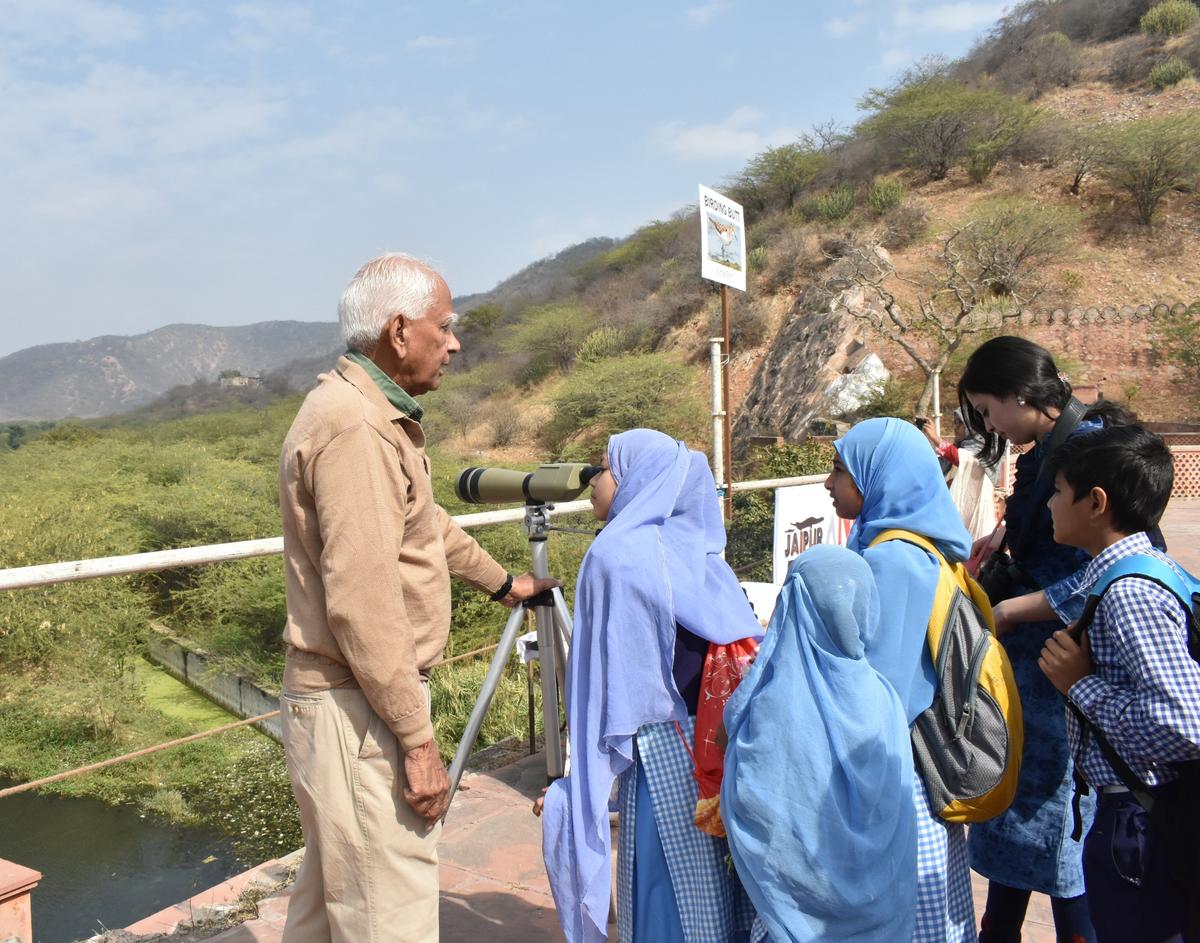 Students out on a birding tour in Jaipur.