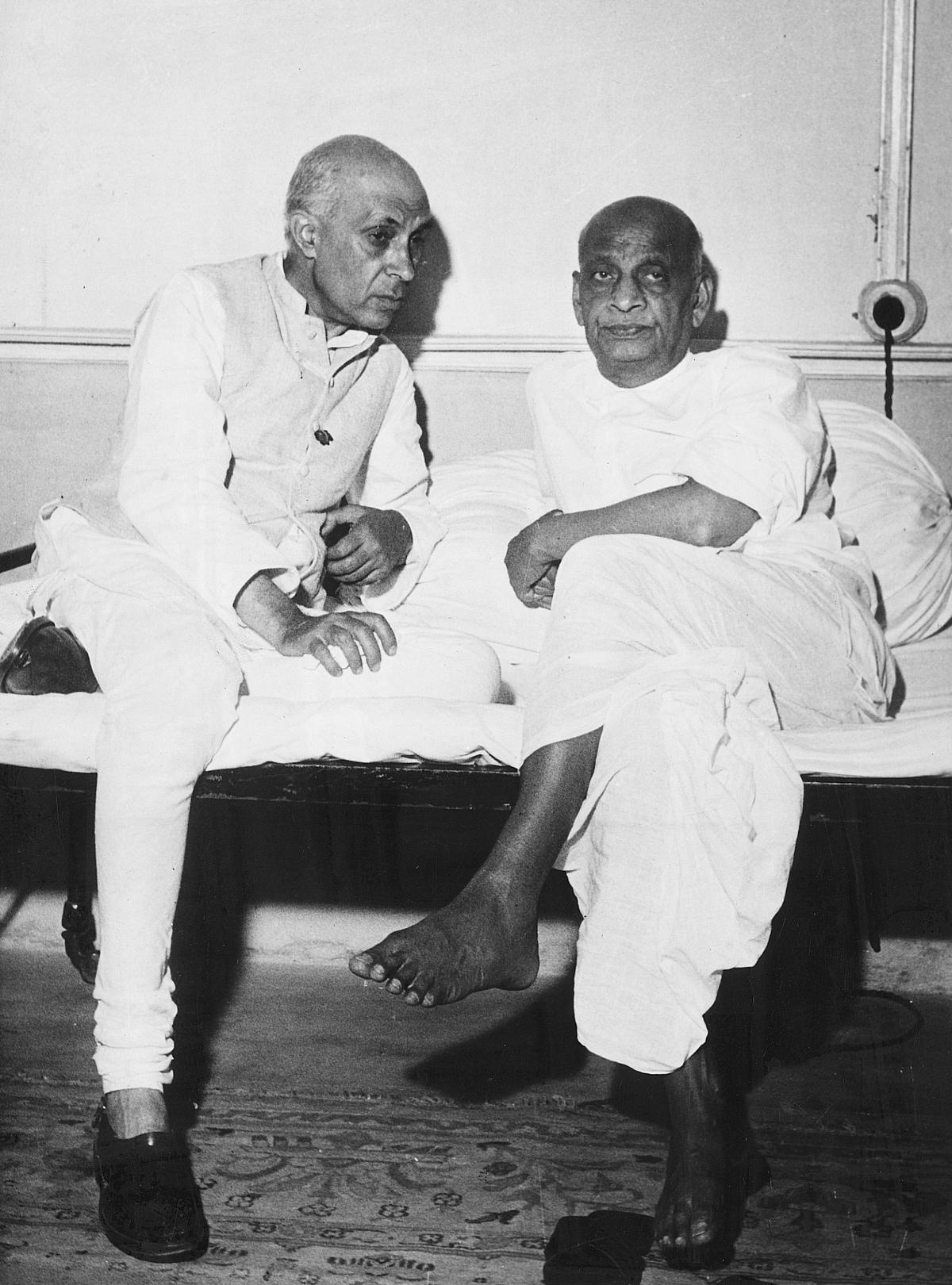 Jawaharlal Nehru and Vallabhbhai Patel at the latter’s residence in Delhi in April 1949. 