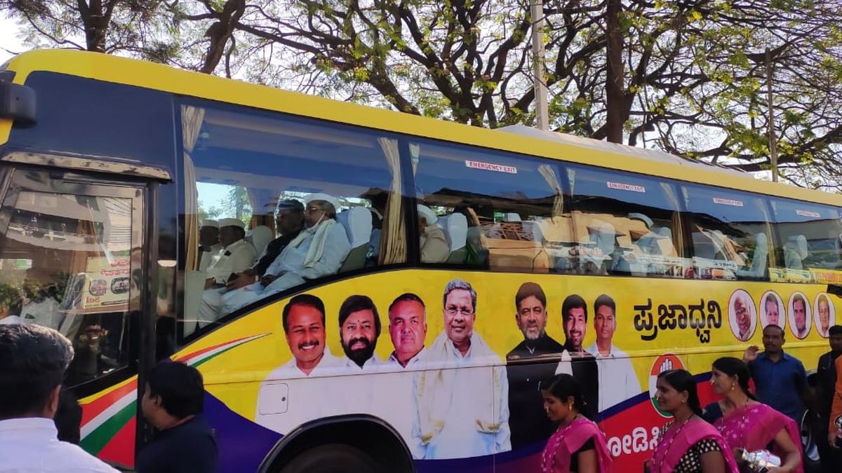 Congress party’s Praja Dhwani bus rally inaugurated in Belagavi