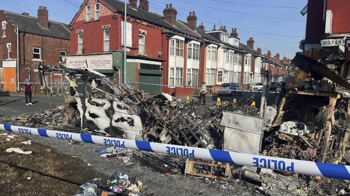 Leeds violence: Bus set on fire, police car overturned in U.K. riot over ‘family incident’