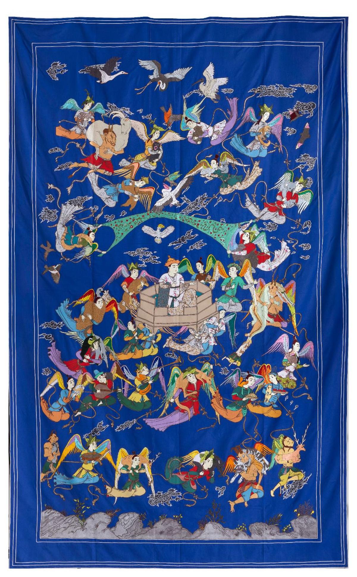 खादिम अली शीर्षक रहित 2024 (कपड़े पर मशीन और हाथ की कढ़ाई)