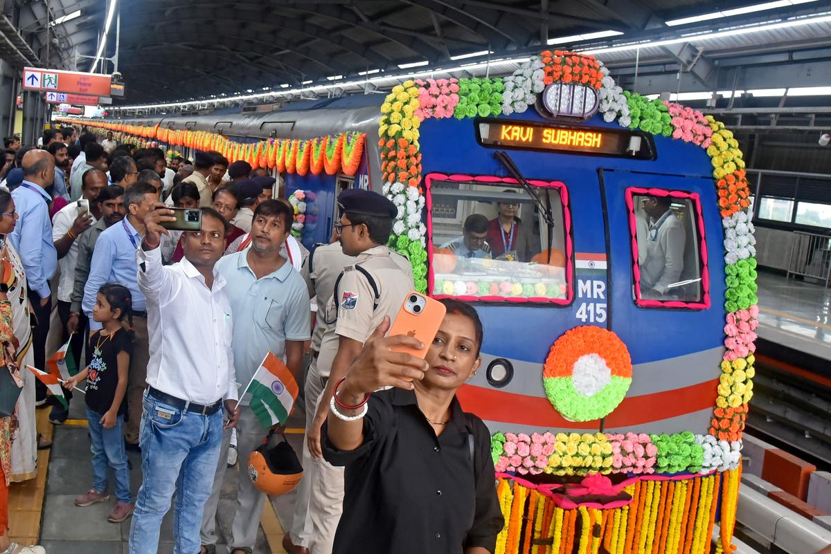 One of the metro lines inaugurated by the Prime Minister in Kolkata on Friday, August 22. 
