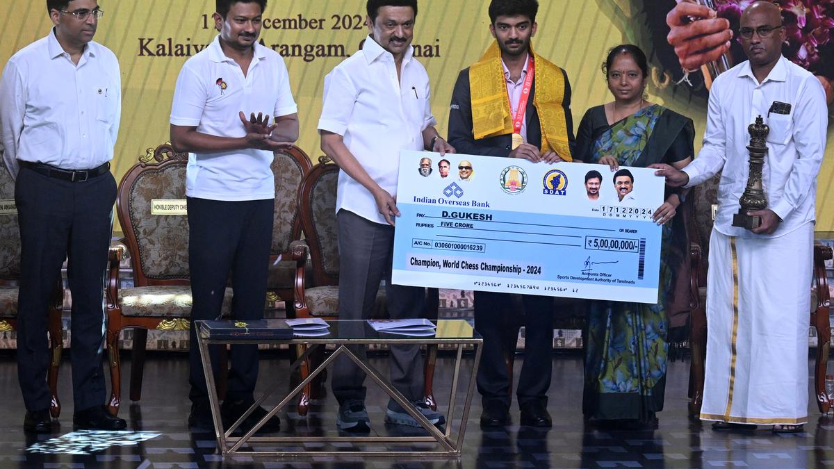 Tamil Nadu government felicitates World champion Gukesh