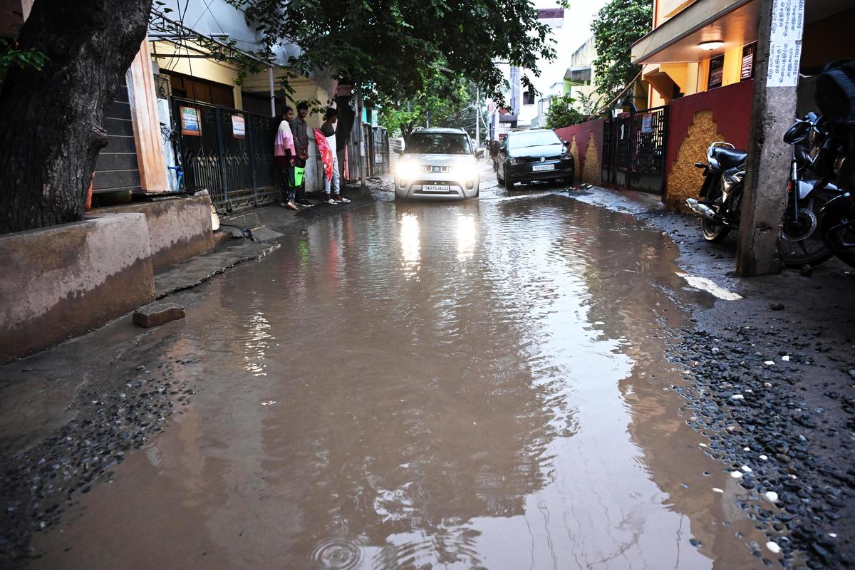 The Lake View Garden 1st Street road in KK Nagar in Madurai looking like a water pool. The Lake View Garden 1st Street road in KK Nagar in Madurai looking like a water pool.