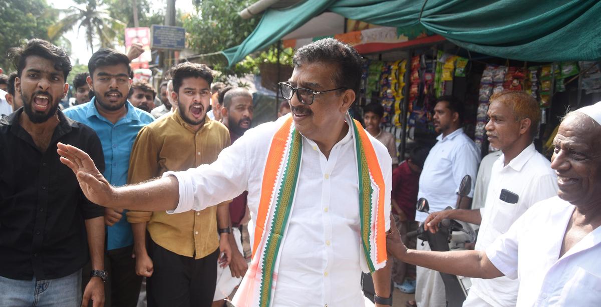 Parakkal Abdulla, UDF candidate in Kuttiyadi, arriving at Mukkadathum Vayal, to attend a meeting on April 4.