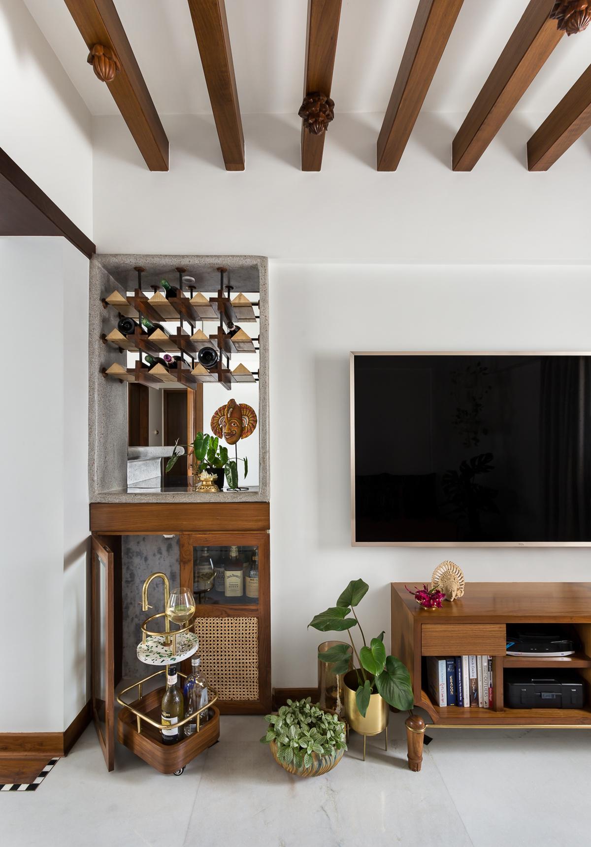 A compact bar space for a Mumbai apartment designed by Sahiba Madan, Insitu