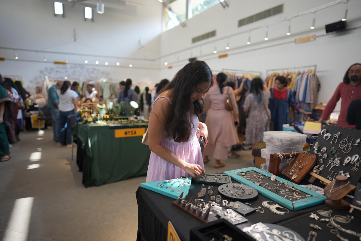 Shoppers at flea market