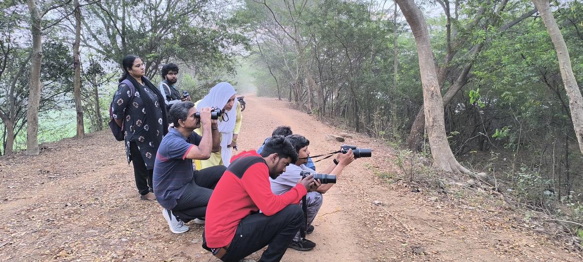 The participants during the Great Backyard Bird Count in Visakhapatnam, Andhra Pradesh.