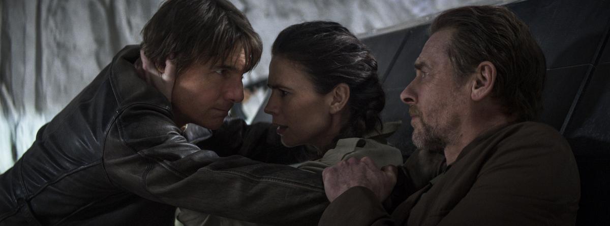 Tom Cruise, left, Hail Atwell, and Simon Peg still in the film Mission: Impossible - The Final Recking. (Paramount picture through AP) Tom Cruise, left, Hail Atwell, and Simon Peg still in the film Mission: Impossible - The Final Recking. (Paramount picture through AP)