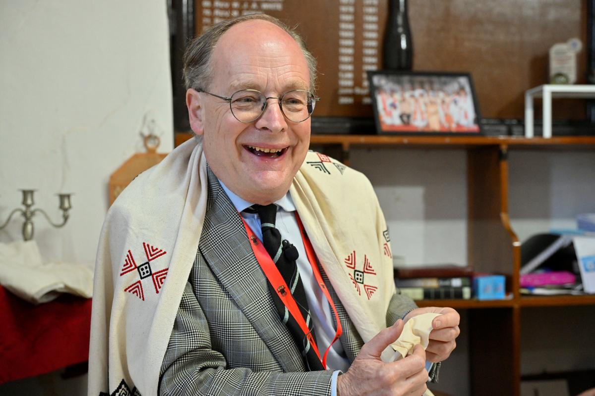 Mark Blackett-Ord, a descendant of James Wilkinson Breeks, the first commissioner of the Nilgiris at the sesquicentennial celebrations of the Breeks Memorial School in Ooty