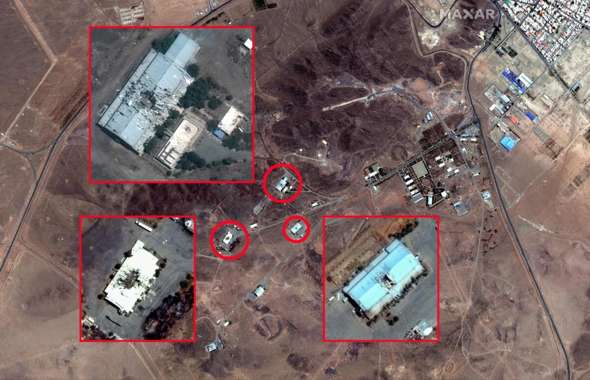 Damaged buildings at Bid Kaneh military facility in Iran.  Damaged buildings at Bid Kaneh military facility in Iran.