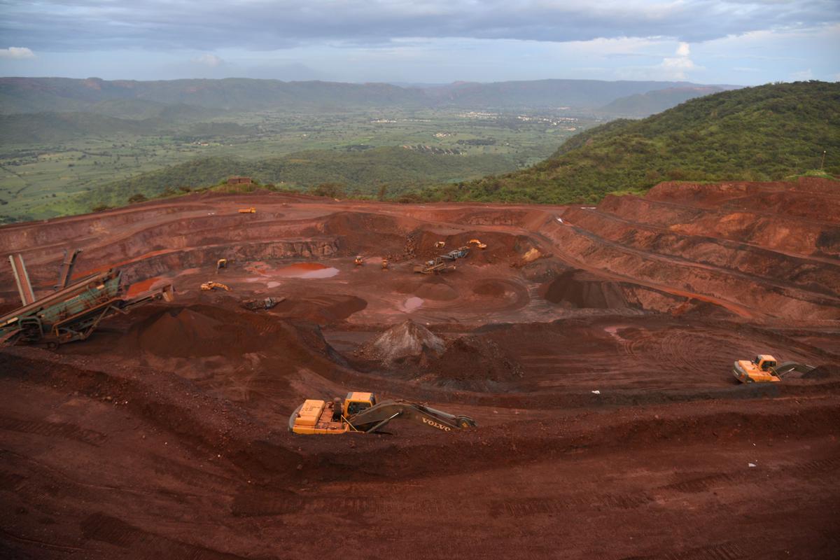 A view of mining activities at Ramgadh near Sandur, Ballari District in Karnataka. 