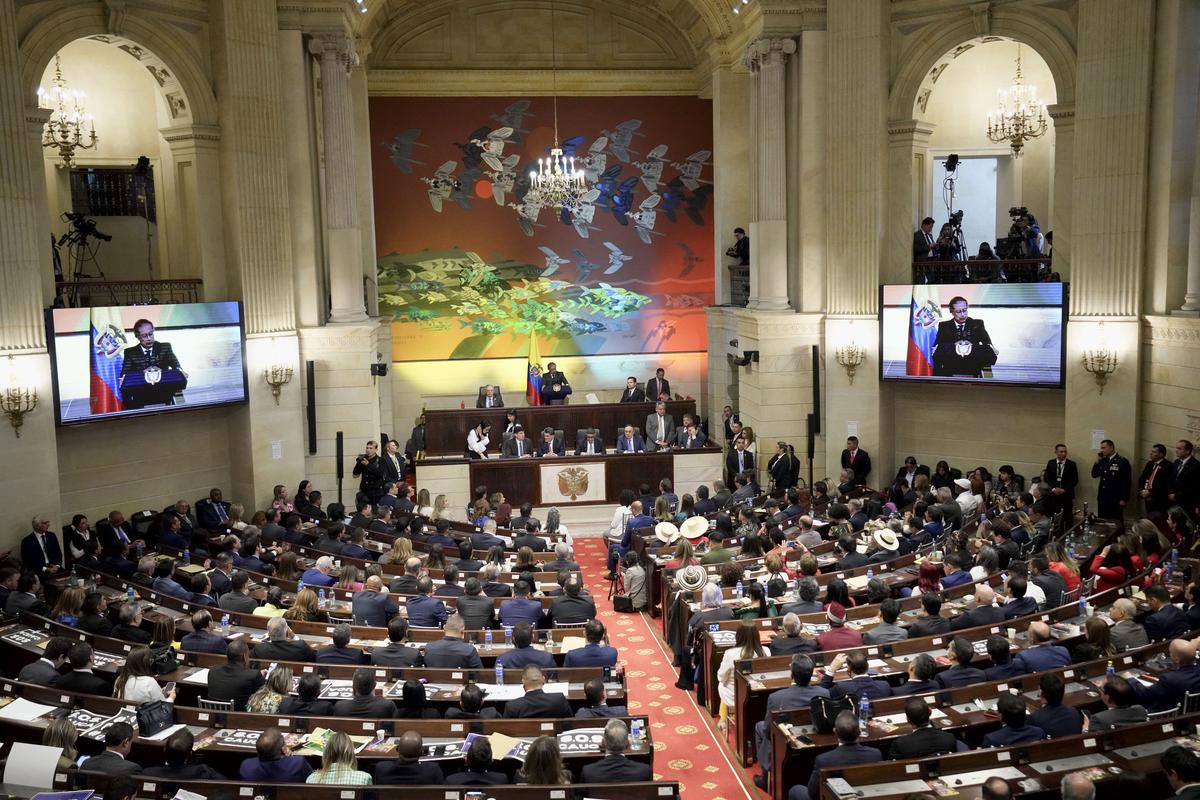 Colombian President Gustavo Petro delivers a speech in Colombia on July 20, 2024.