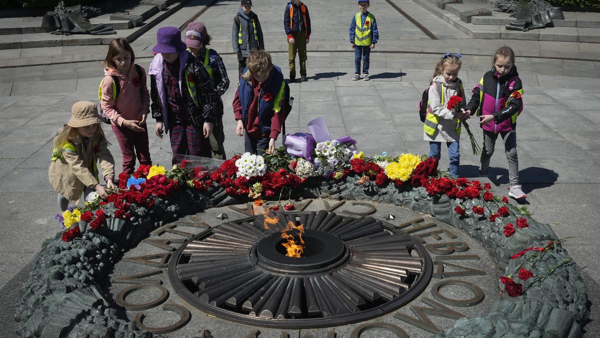 Russia targets Ukraine on a day marking World War II defeat of Nazis