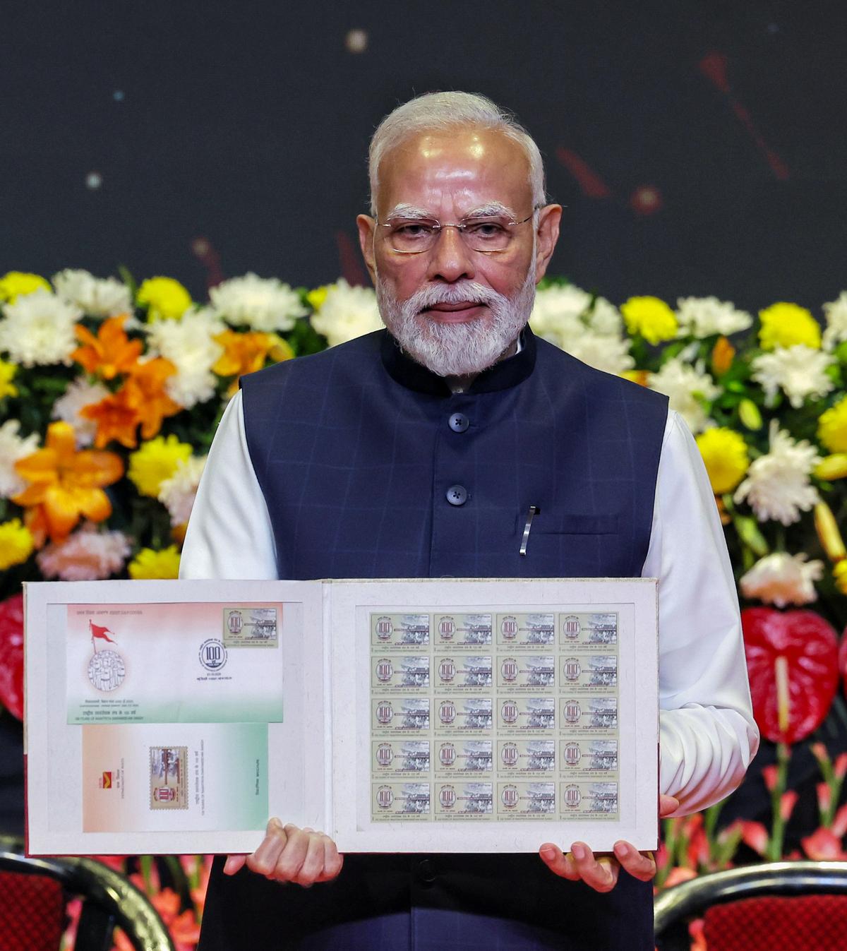 Prime Minister Narendra Modi during the centenary celebrations of the Rashtriya Swayamsevak Sangh (RSS), in New Delhi on October 1, 2025 Photo: DPR PMO/ANI Photo