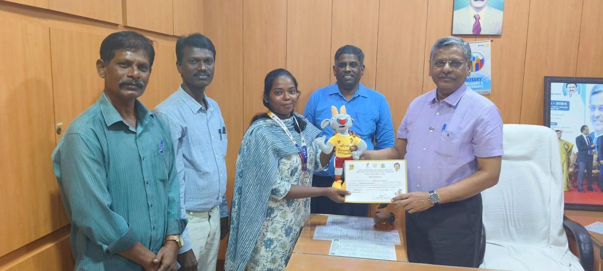 Syed Ammal Engineering College, Ramanathapuram, student receiving silver medal in State-Level Chief Minister Trophy. Syed Ammal Engineering College, Ramanathapuram, student receiving silver medal in State-Level Chief Minister Trophy.