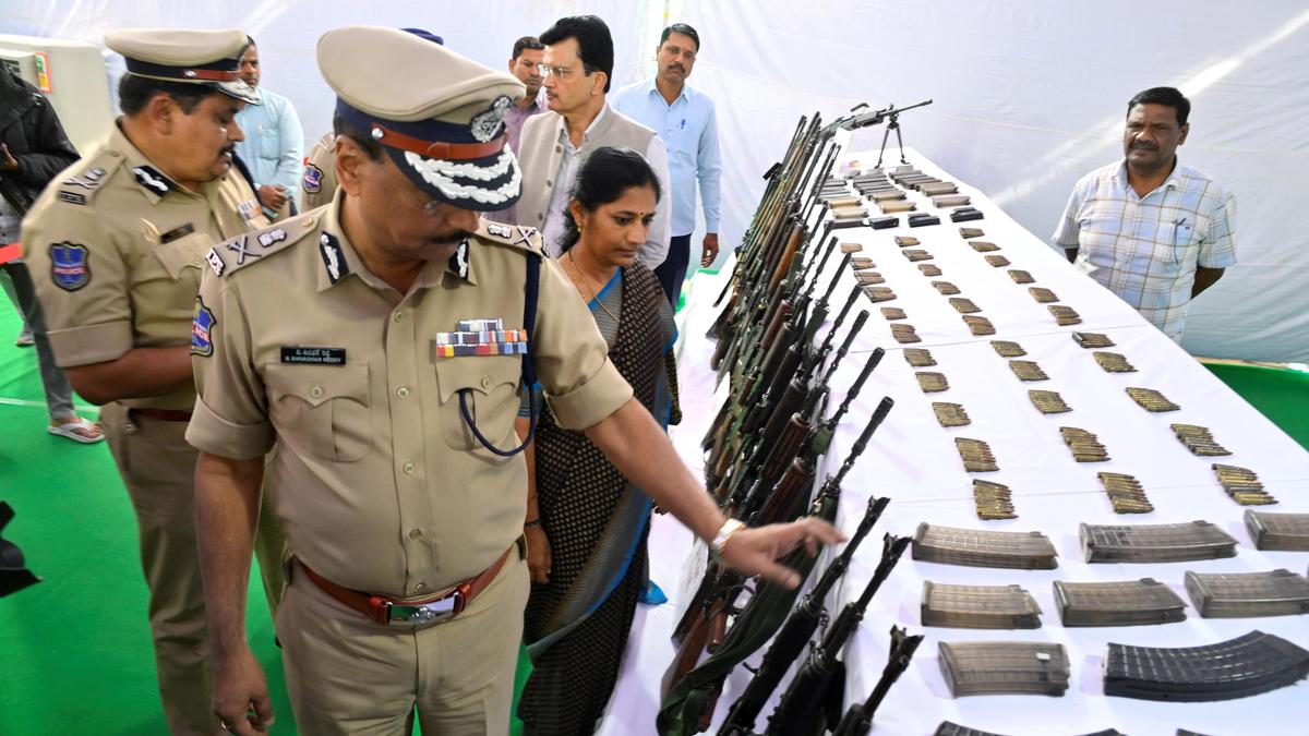 Forty-one Maoist cadres surrender before Telangana Police with weapons