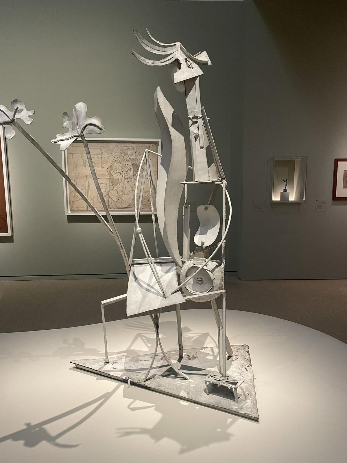 Throughout the exhibition, his influences reveal themselves in layers — African masks, ancient mythology, Iberian sculpture and more.