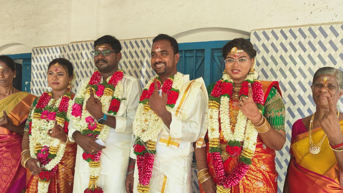 Tamil Nadu election 2026: Newly-wed couples in wedding attire cast votes in Ramanathapuram