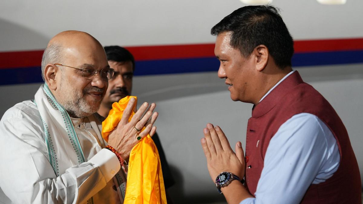 Amit Shah, Nadda arrive in Itanagar for oath-taking ceremony of Arunachal Pradesh CM-designate Pema Khandu