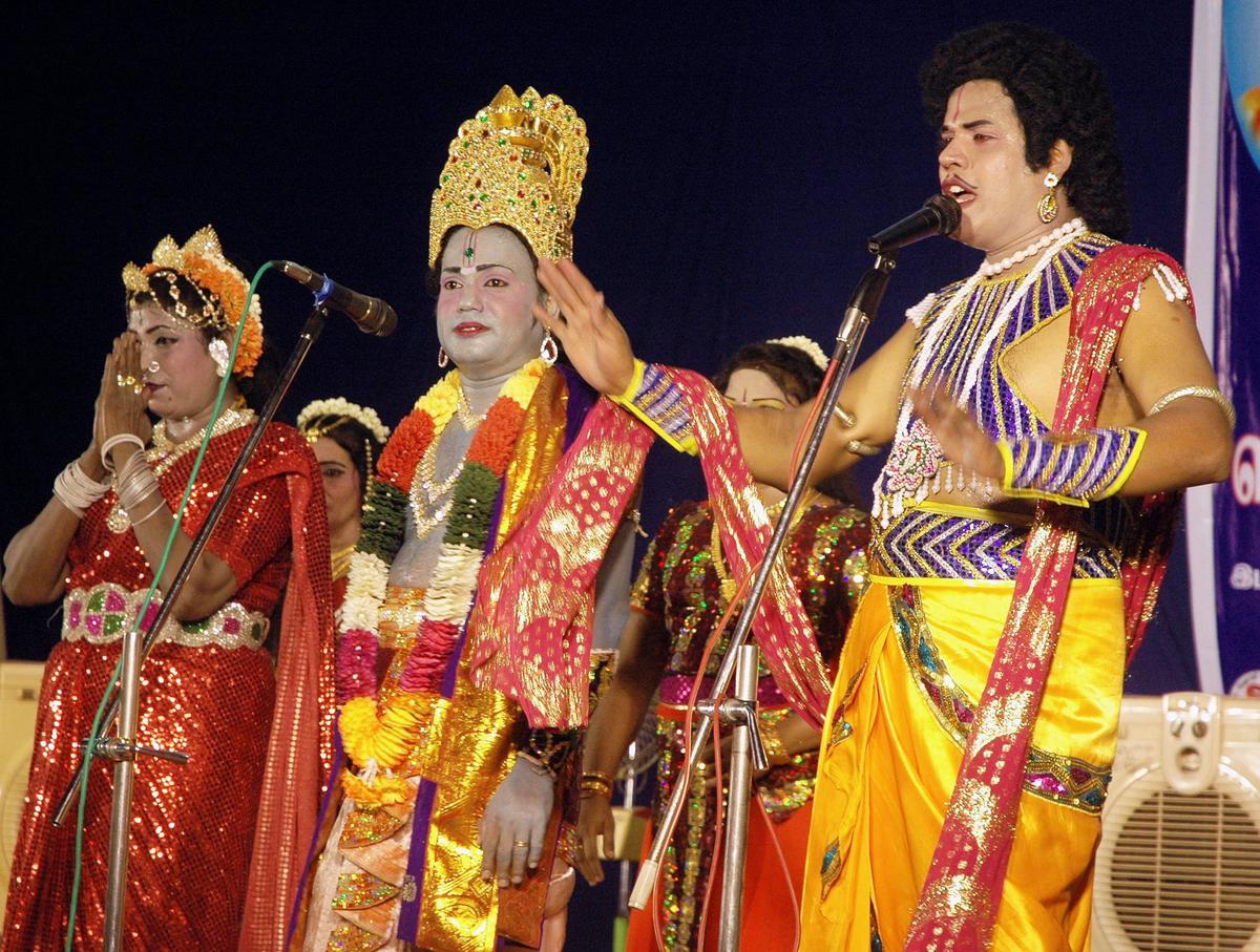 The play 'Pavalakodi' written by Shankardas Swamigal being performed at Muperum Vizha in Madurai on July 22, 2008.