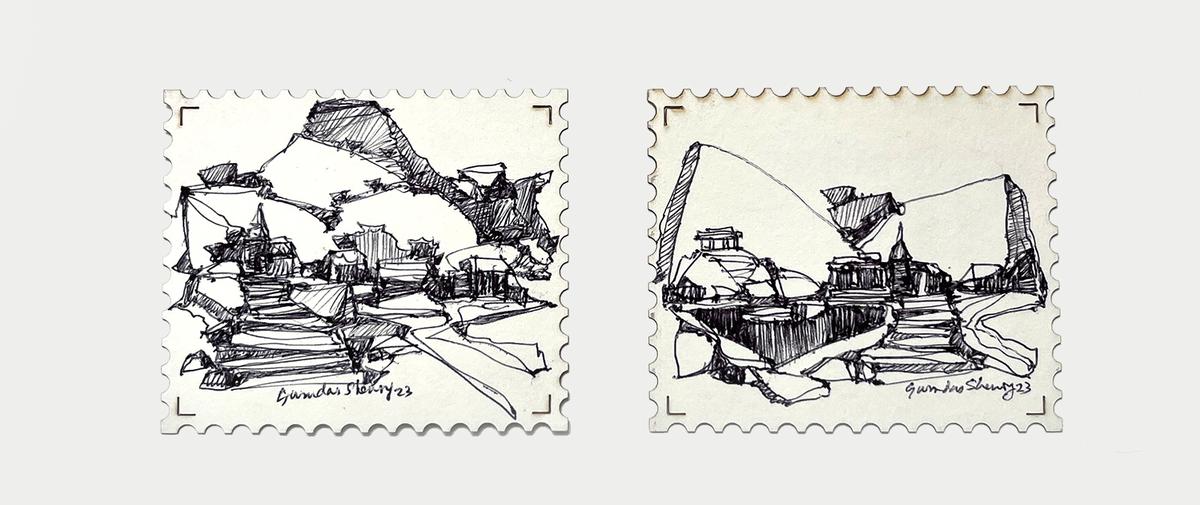 Work by Gurudas Shenoy at the stamp art exhibition