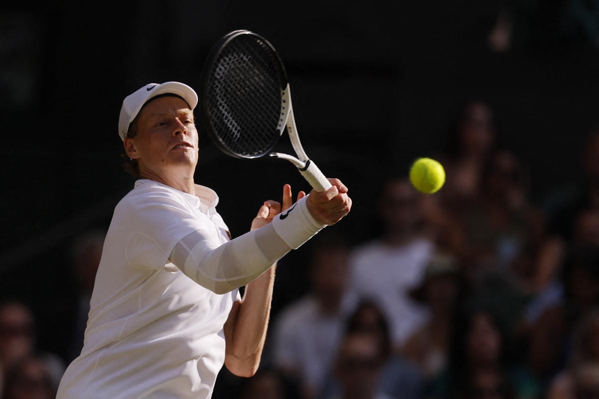 Italy’s Jannik Sinner in action during the men’s singles final against Spain’s Carlos Alcaraz