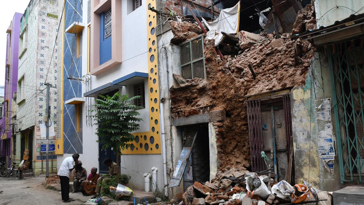 Part of house collapses; woman rescued