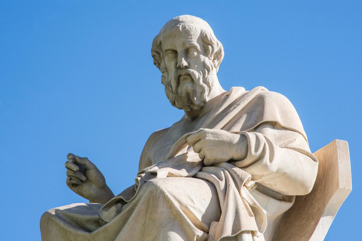 Statue of ancient Greek philosopher Plato in Athens.