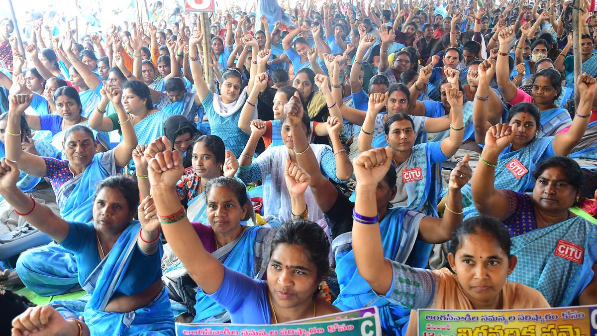 Andhra Pradesh Anganwadi workers stand firm on their demands as they record their longest protest