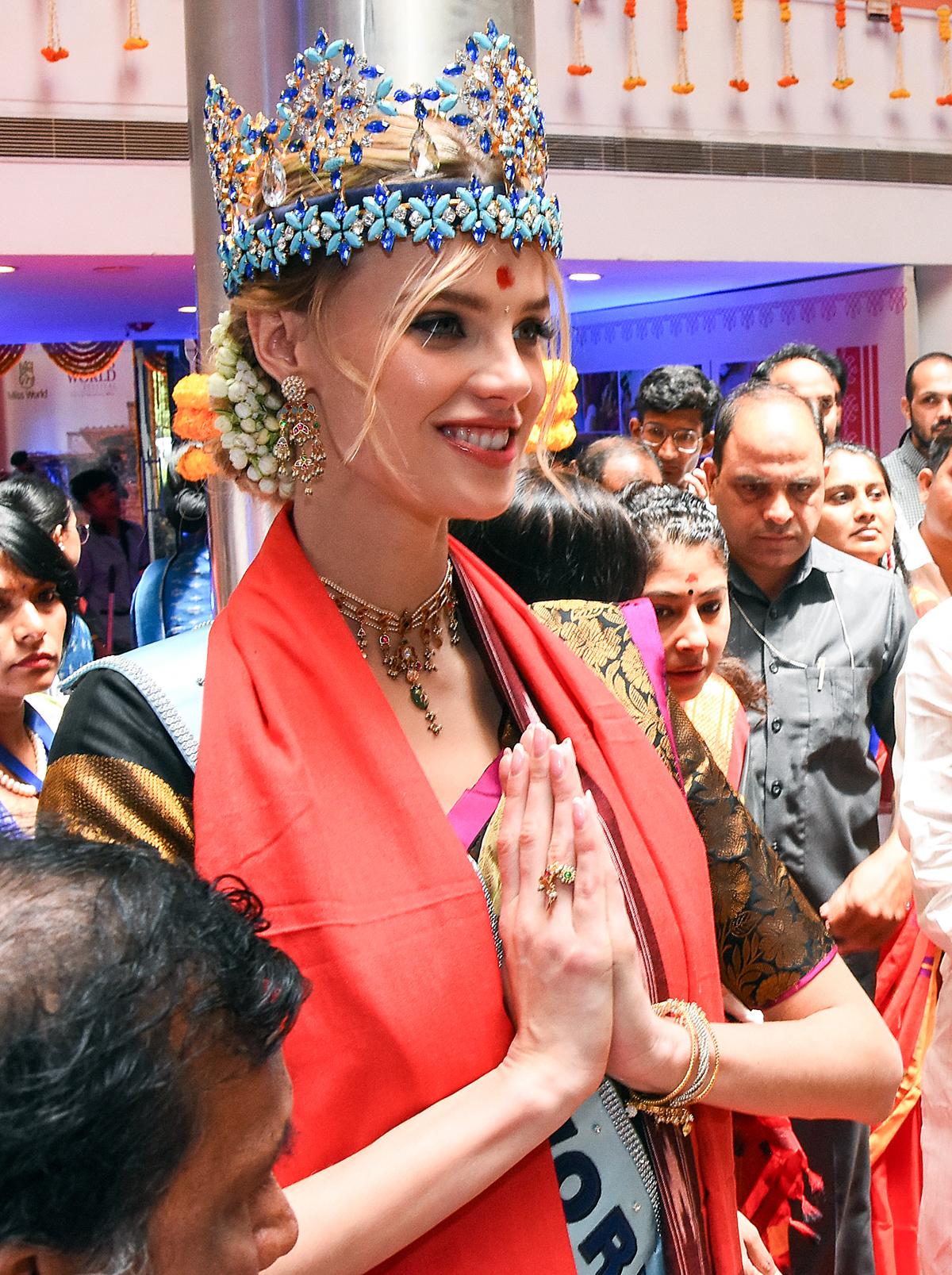 Hyderabad, Mar 20 (ANI): Miss World 2024 of the Czech Republic, Krystyna Pyszkova greets during a Miss World press conference, in Hyderabad on Thursday. (ANI Photo) Hyderabad, Mar 20 (ANI): Miss World 2024 of the Czech Republic, Krystyna Pyszkova greets during a Miss World press conference, in Hyderabad on Thursday. (ANI Photo)