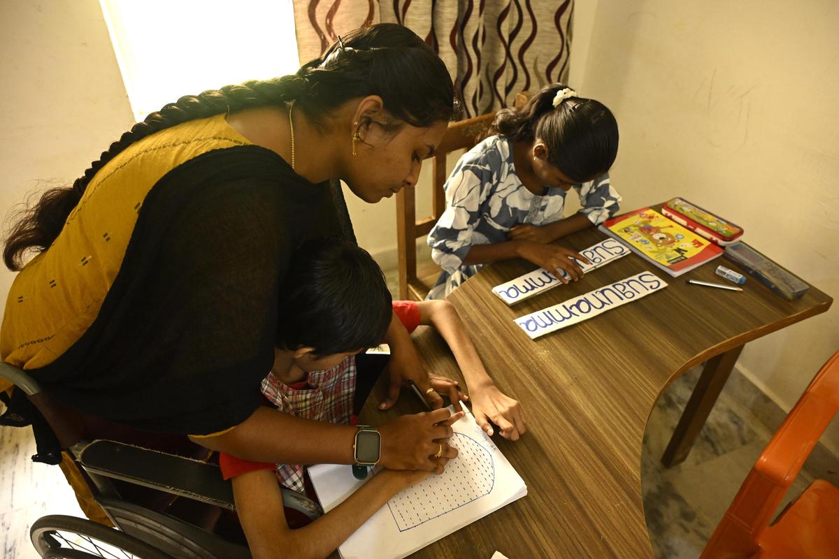 Special-needs women and children receive training in stitching, arts, and other vocational skills at Swayamkrushi, an institute for persons with intellectual disabilities in Chennapur, Hyderabad.