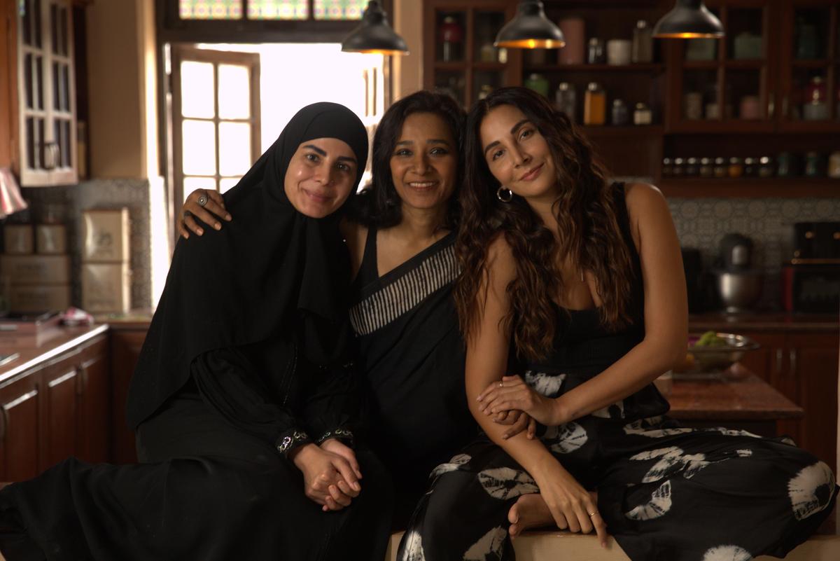(From left) Kirti Kulhari, Tannishtha Chatterjee and Monica Dogra on the location of Full Plate