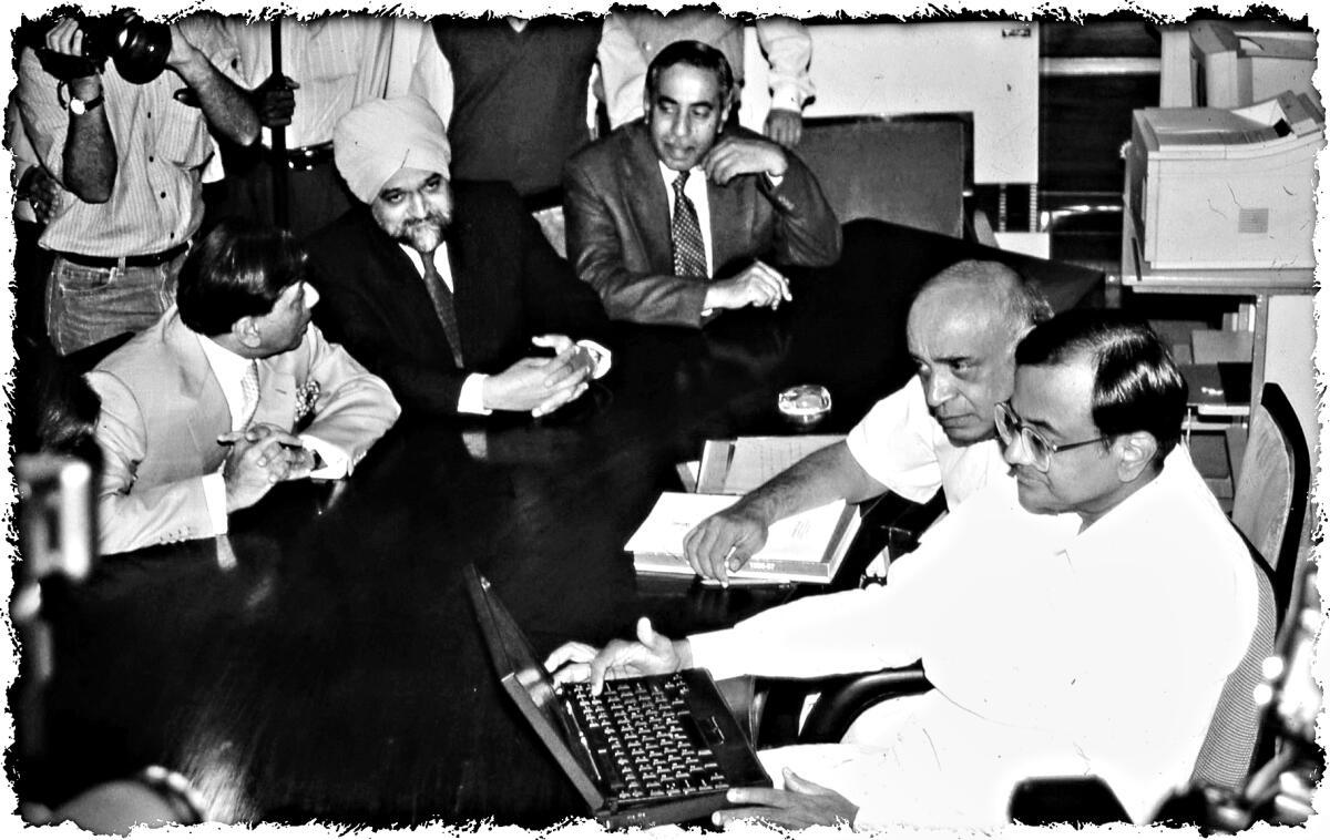 P. Chidambaram along with his team the day before his 1997-98 ‘Dream Budget’ where he cut personal income tax, corporate tax, peak customs duty and simplified excise duty structure