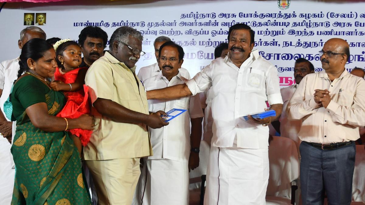 Minister hands over ₹82.22 crore in monetary benefits to retired TNSTC staff in Salem