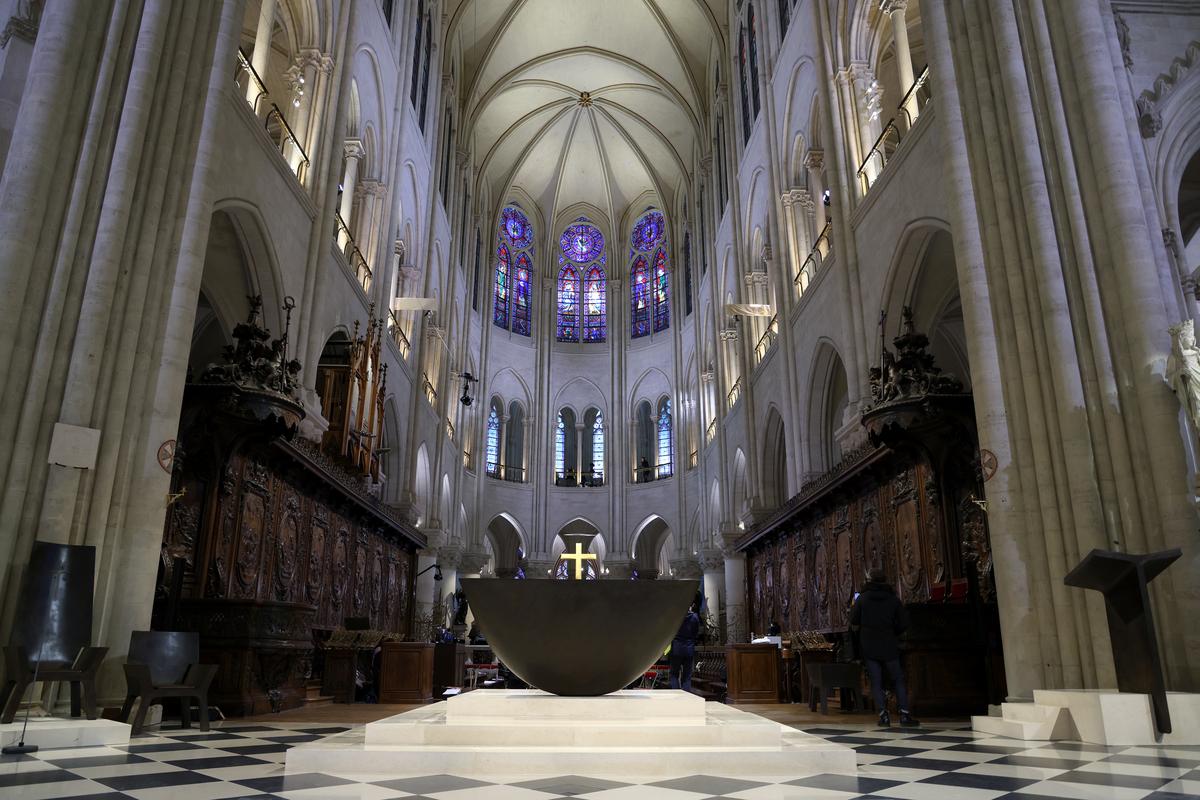 General view inside Notre-Dame of Paris Cathedral before its reopening on December 06, 2024 in Paris, France. Photo: Getty Images for Notre-Dame de Paris